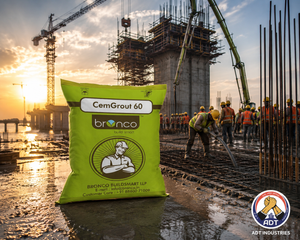 Bronco Chemgrout 60 high-strength non-shrink cement grout — 60MPa compressive strength heavy machine base turbine foundation grouting India
