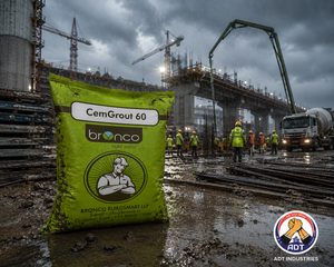 Bronco Chemgrout 60 product close up — high-strength non-shrink cement grout 60MPa specifications Bronco India
