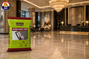 Bronco Dura Flex applied in a thick bed under a large format tile