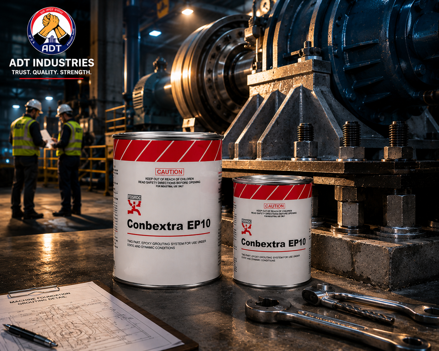Conbextra EP10 product close-up — low-viscosity epoxy injection grout structural crack repair specifications Fosroc India
