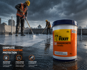 Dr. Fixit 304 Powercrete — tough breathable waterproof membrane made with cement and glass fiber mesh for roof and terrace

