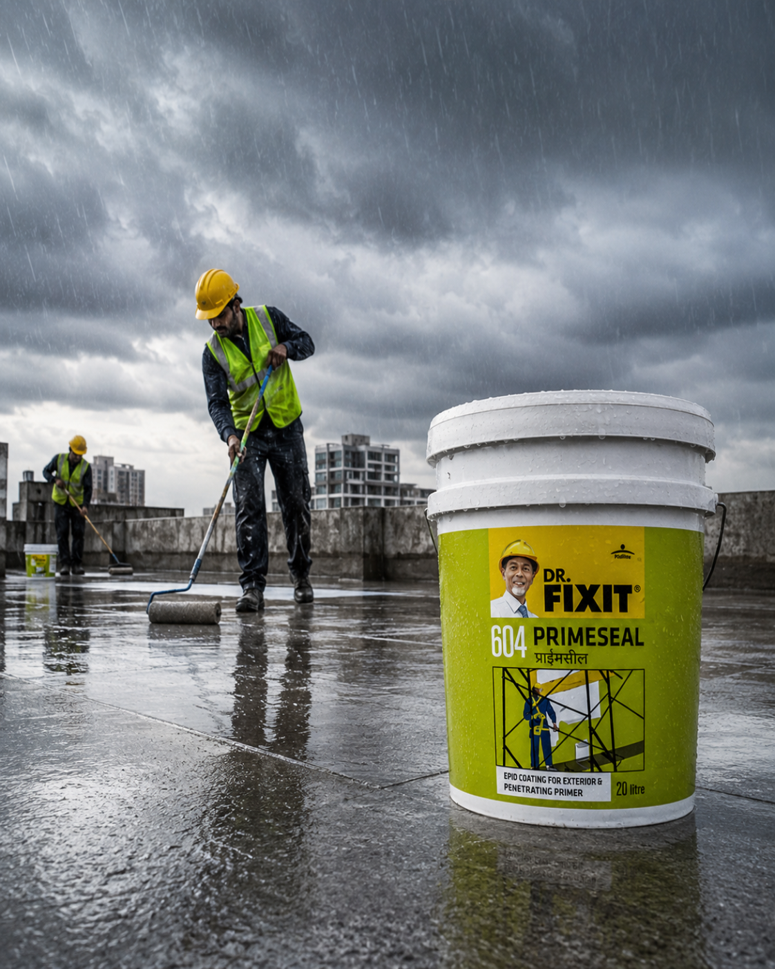 Dr. Fixit 604 Primeseal — acrylic primer that penetrates deeply into concrete and plaster to fill micro-pores and strengthen surfaces




