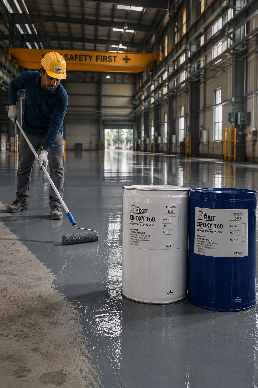 Dr Fixit CIPOXY 16D applied on concrete surface — epoxy crack repair compound for wall crack repair and waterproofing India
