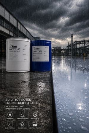 Dr Fixit CIPOXY 16D product close up — construction chemical for concrete crack repair and epoxy waterproofing India
