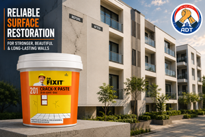 Hairline wall crack filled with DR. FIXIT CRACK-X PASTE — ready-to-use crack filler paste smooth paintable finish India

