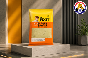Dr. Fixit Crack-X Powder sealing surface cracks on a concrete roof
