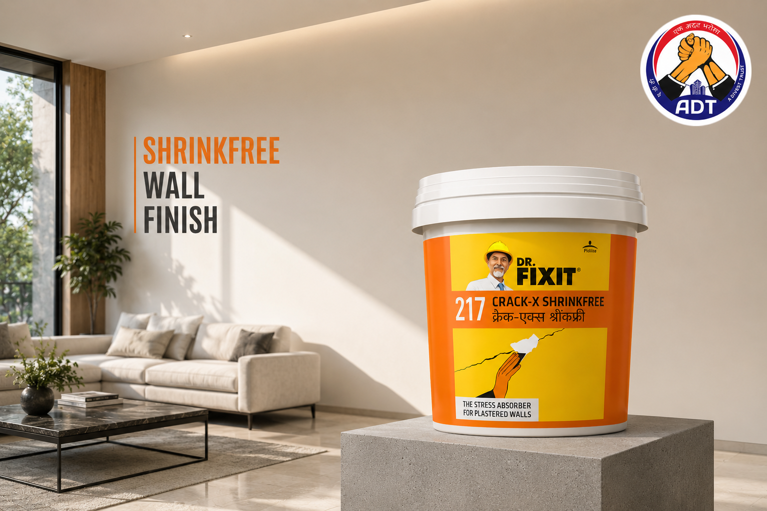 DR. FIXIT CRACK-X SHRINKFREE construction chemical — zero-shrink crack filler paste permanent wall concrete crack repair India

