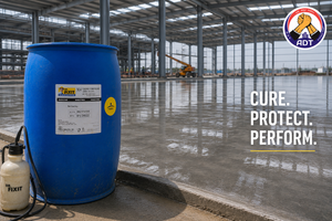 Dr. Fixit Curing Compound forming a curing membrane on new concrete