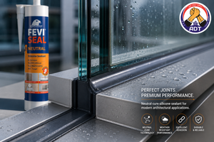 Dr. Fixit Feviseal Neutral Pro fixing glass into an aluminium frame