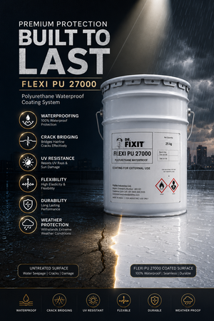 DR FIXIT FLEXI PU 270(I) polyurethane waterproof coating product — flexible PU elastomeric roof waterproofing solution Dr Fixit India
