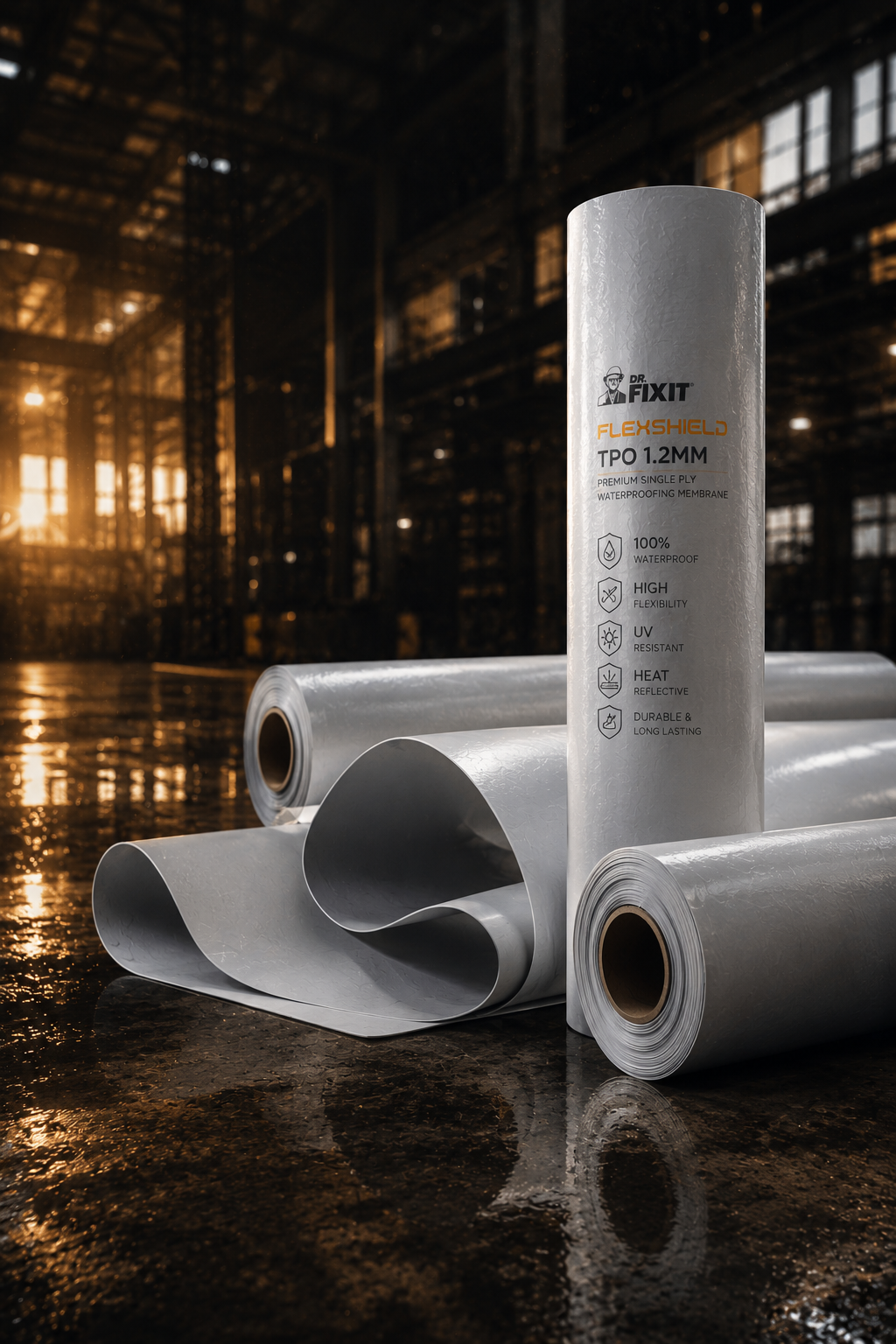 Dr Fixit Flexshield TPO 1.2MM hot-air welding joint application — TPO waterproofing membrane thermal seam fusing for contractors India
