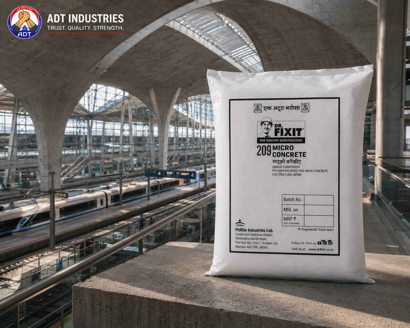 DR. FIXIT Micro Concrete product close-up — polymer-modified repair micro concrete structural restoration specifications India
