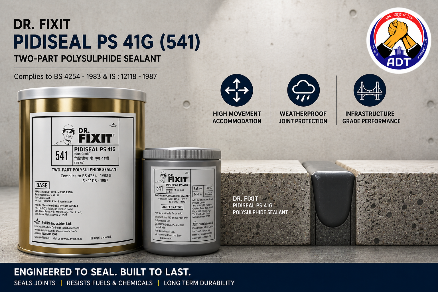 Dr. Fixit Pidiseal PS 41G base and curing agent mixed before application