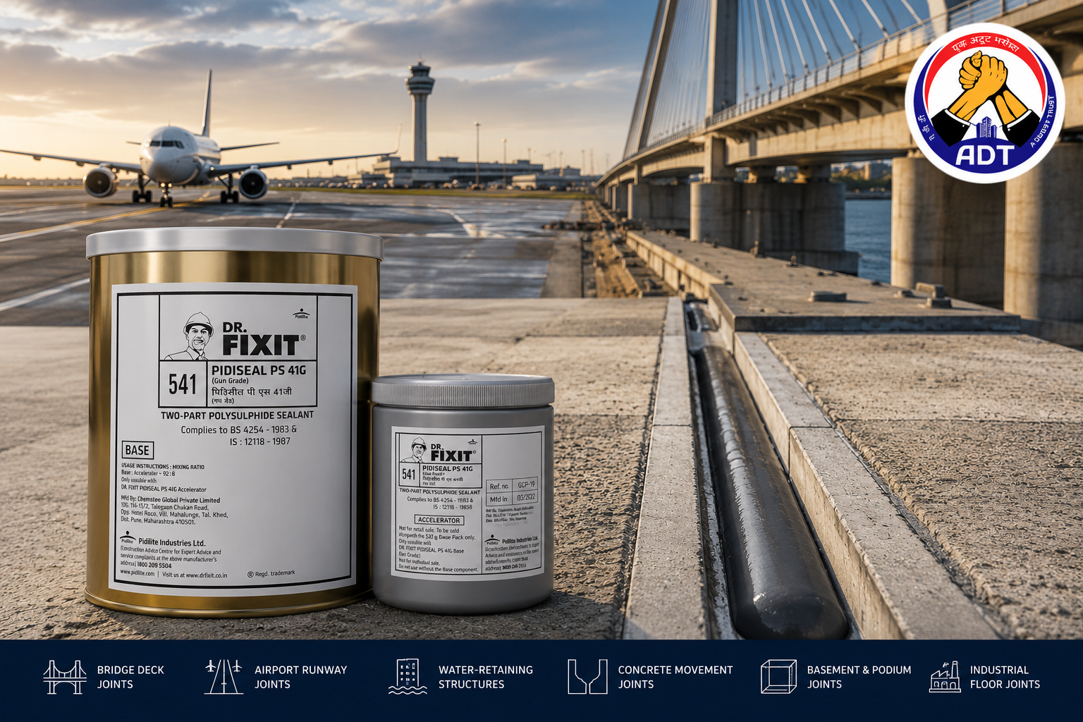 Dr. Fixit Pidiseal PS 41G gunned into a vertical expansion joint