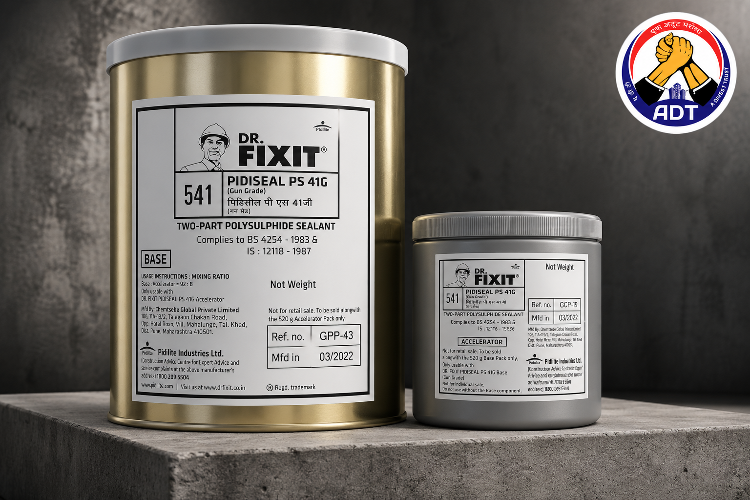 Dr. Fixit Pidiseal PS 41G polysulphide sealant tooled into a construction joint