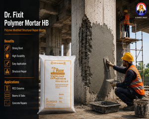 Dr. Fixit Polymer Mortar HB polymer-modified repair mortar — hand-applied concrete surface restoration strong bond durable India
