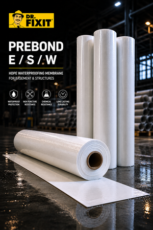 Dr Fixit Prebond ESW pre-applied HDPE waterproofing membrane — laid before concrete pour for basement and foundation waterproofing India
