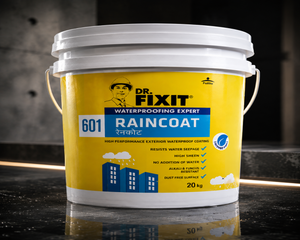 Dr. Fixit RAINCOAT — durable acrylic elastomeric waterproofing chemical for wall leakage solution and long-term exterior wall protection India
