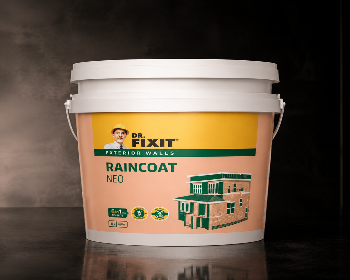 Dr. Fixit RAINCOAT Neo — durable acrylic elastomeric waterproofing chemical for wall leakage solution and exterior facade protection