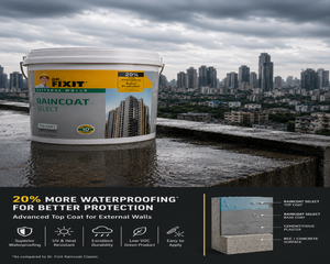 Dr. Fixit RAINCOAT Select — premium elastomeric waterproof coating for exterior wall waterproofing and wall seepage solution India
