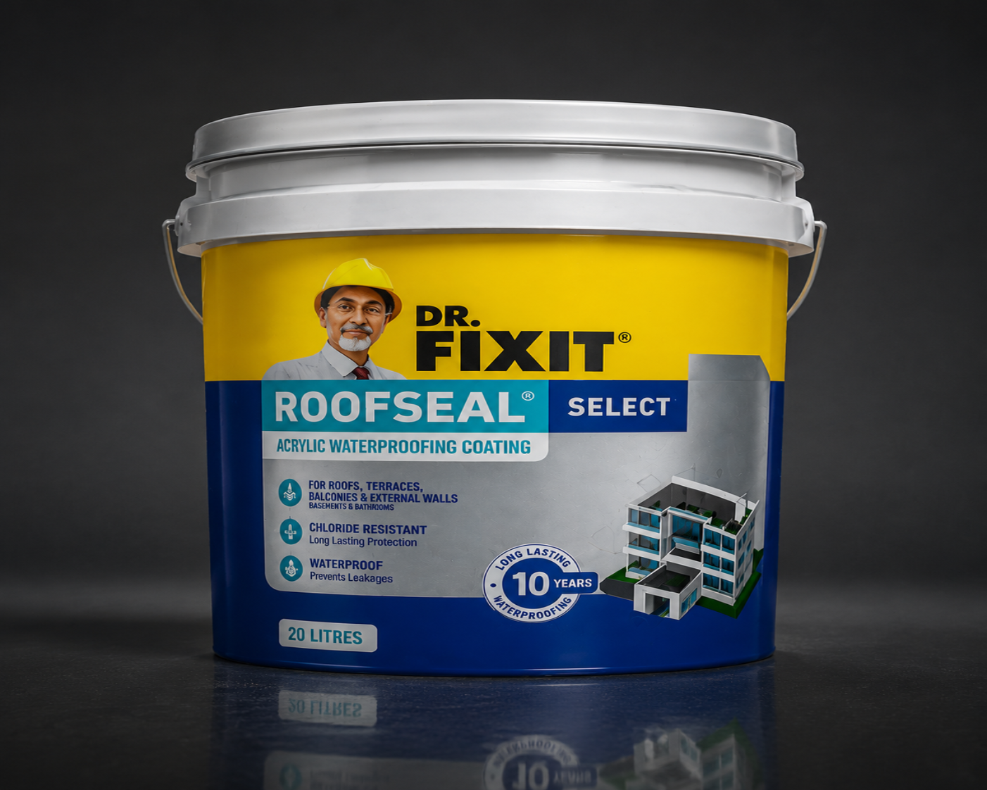 Dr. Fixit Roofseal Select — durable acrylic elastomeric waterproofing chemical for terrace waterproofing and roof leakage prevention
