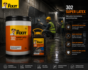 Dr. Fixit Super Latex — waterproof coating that reduces shrinkage cracking and delivers durable protection on cementitious substrates




