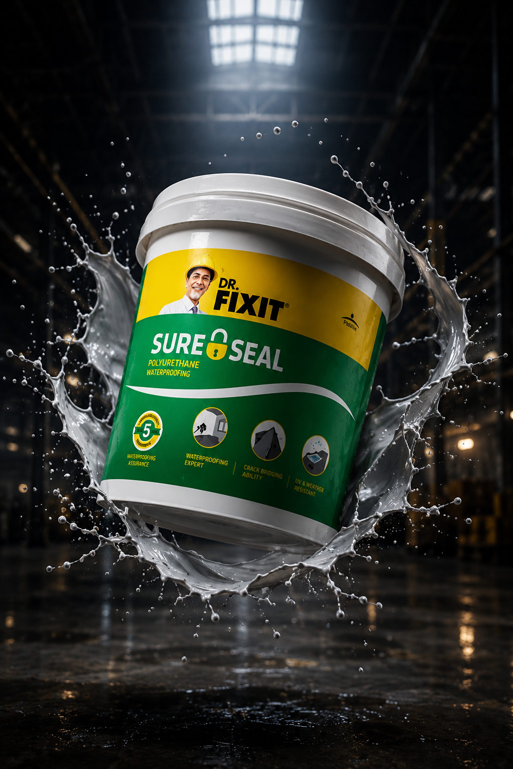 Dr Fixit Superseal 4500 PUH applied on rooftop terrace — seamless polyurea waterproof coating elastomeric membrane India
