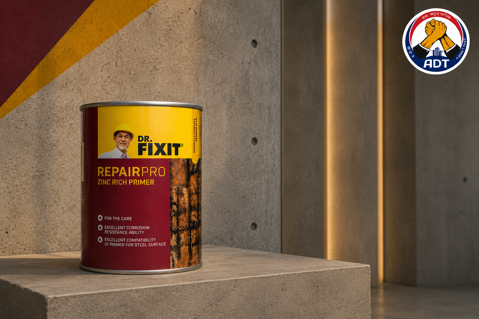 Dr. Fixit Zinc Rich Primer product shot Pidilite anti-corrosion rebar primer for steel reinforcement India