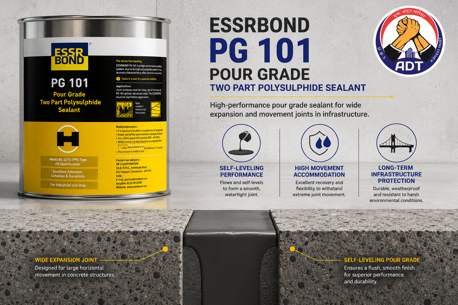 ESSRBOND PG101 self-levelling polysulphide sealant from ESSRBOND India