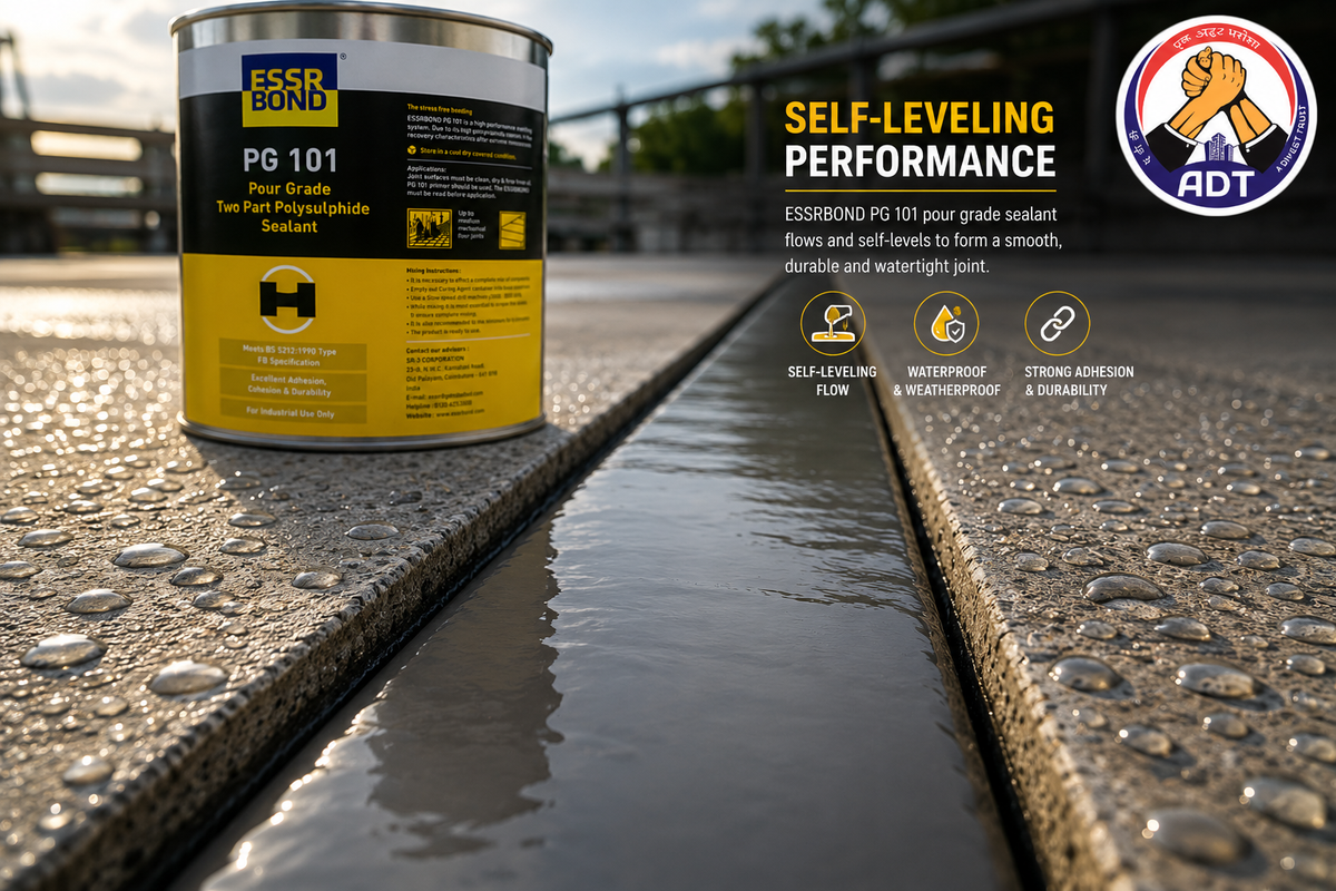 ESSRBOND PG101 poured and self-levelling in a horizontal pavement joint