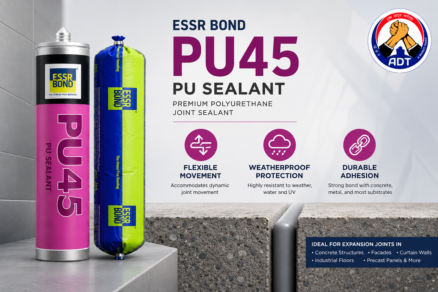 ESSRBOND PU 45 used to bond and seal a vehicle body panel seam