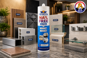 Feviseal Nail Free Ultra MS polymer adhesive applied to a mirror back