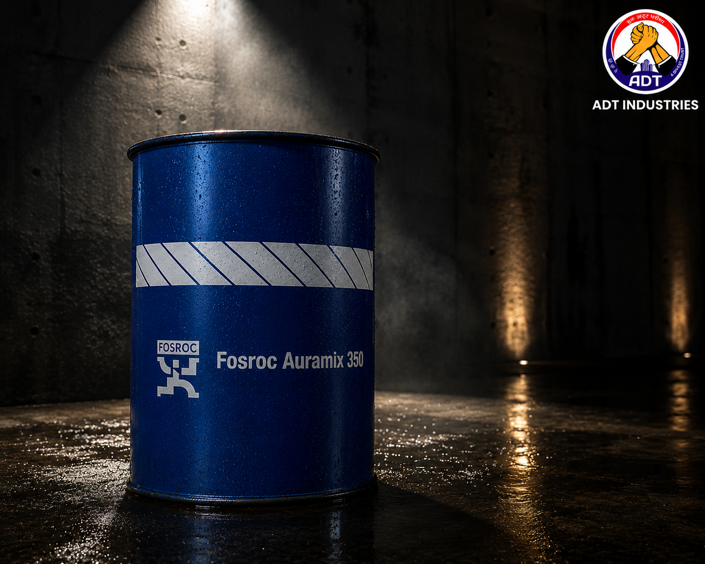 Fosroc Auramix 350 added to concrete mix — upper mid PC superplasticizer maximum workability high-grade structural concrete India
