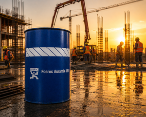 Fosroc Auramix 350 concrete admixture dosing — upper mid PC superplasticizer for heavily reinforced structural precast concrete India
