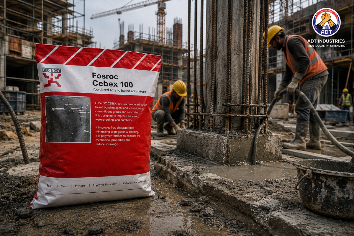 Grouted base plate connection with FOSROC CEBEX 100 — expansive cement grout admixture full contact bearing India

