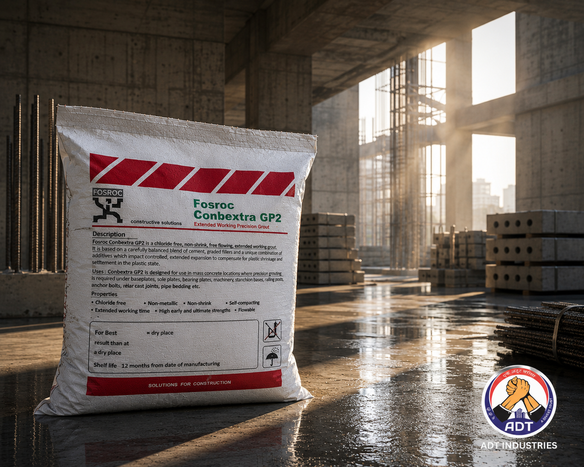 Fosroc Conbextra GP2 construction chemical — non-shrink cement grout for machine base anchor bolt precast element structural India