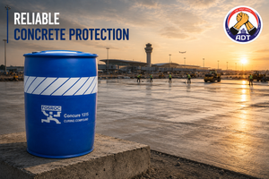 Fosroc Concure 1315 forming a clear UV resistant film on cured concrete
