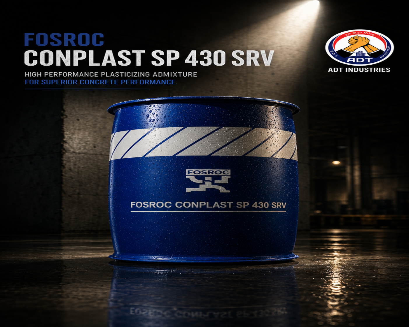 Fosroc Conplast SP430 SRV ready-mix concrete application — SNF slump retention admixture long transit structural pour India
