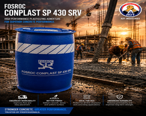Fosroc Conplast SP430 SRV product close up — SNF slump-retaining superplasticizer admixture specifications Fosroc India

