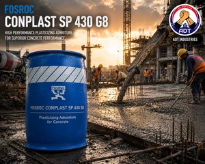 Fosroc Conplast SP430G8 product close up — SNF based superplasticizer admixture specifications Fosroc India
