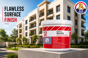 Fosroc Decofill crack filler giving a smooth paint ready finish over a wall crack