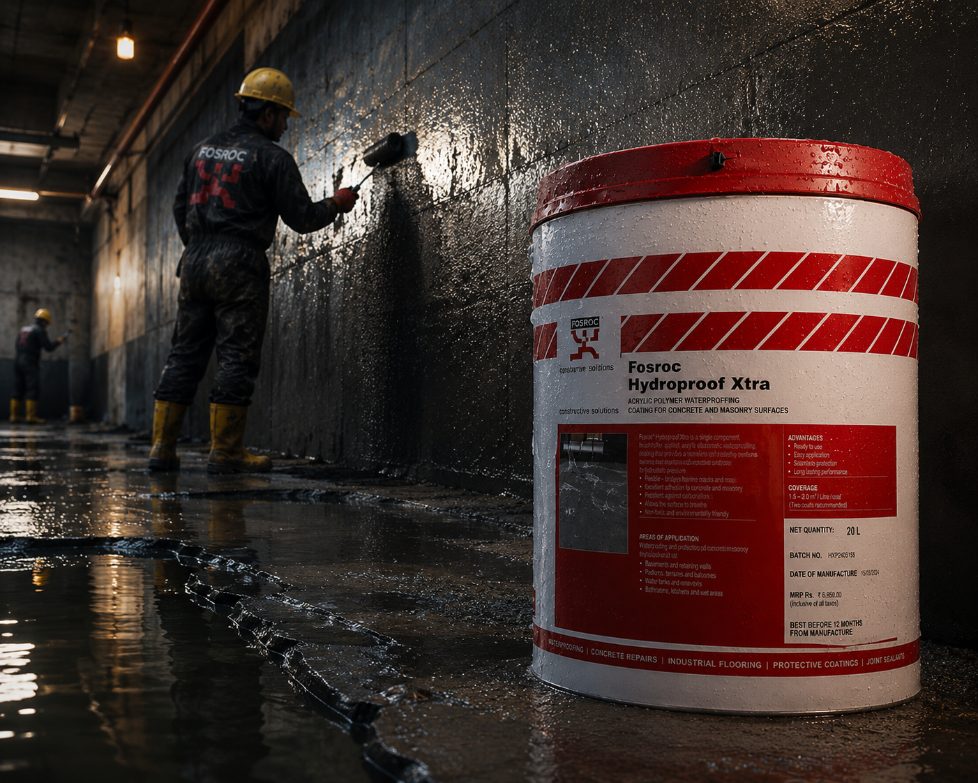 Hydroproof Xtra by Fosroc — breathable acrylic polymer waterproof coating that prevents blistering and blocks structural water entry





