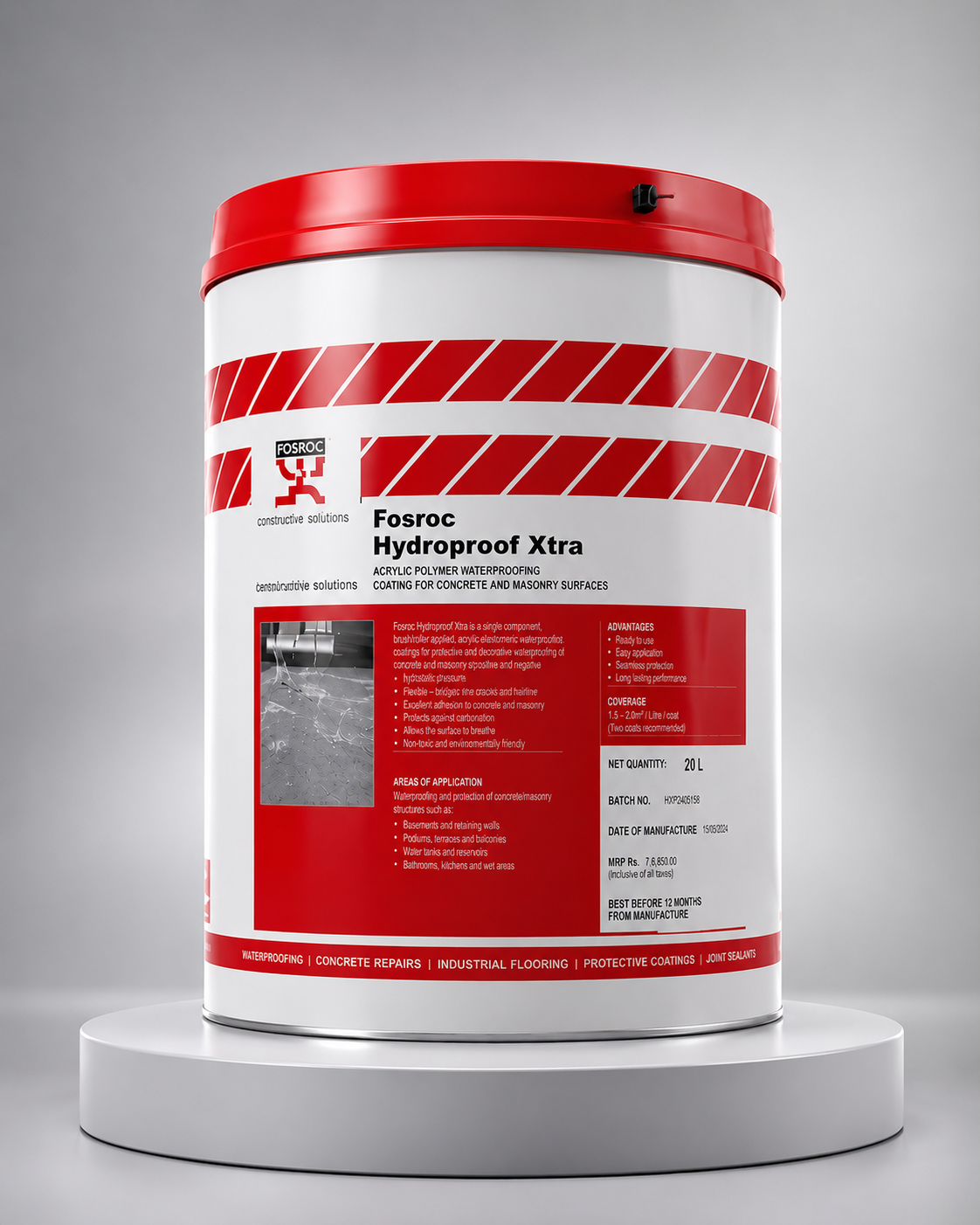 Fosroc Hydroproof Xtra — trusted acrylic polymer-modified construction chemical for roof, terrace and exterior wall waterproofing
