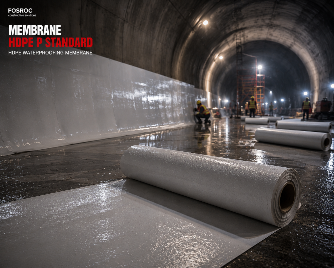 Fosroc Membrane HDPE-P Standard pre-formed waterproofing membrane sheet to prevent seepage

