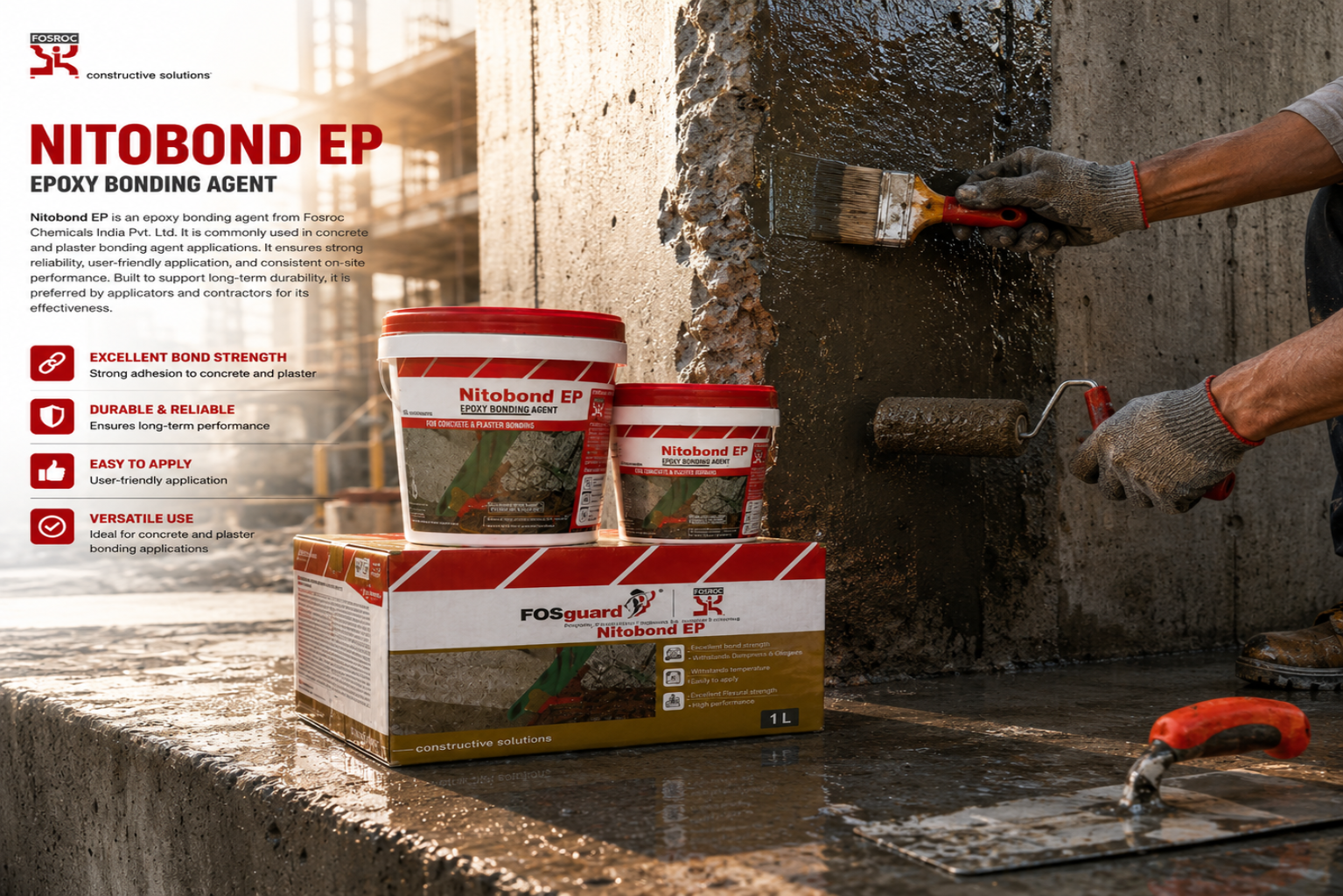 Fosroc Nitobond EP epoxy bonding agent for joining old and new concrete

