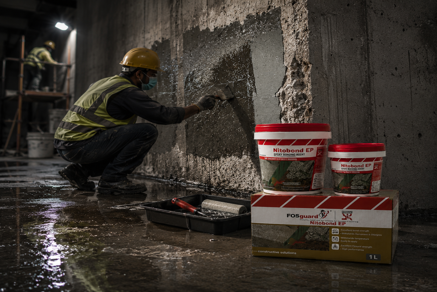 Fosroc Nitobond EP epoxy bonding agent for concrete, mortar and plaster repairs

