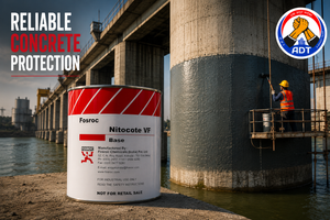 Concrete surface void filled with Fosroc Nitocote VF — epoxy putty defect-free substrate preparation before coating India
