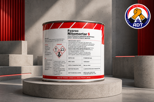 Nitomortar S product close-up — solvent-free epoxy repair mortar structural concrete repair specifications Fosroc India
