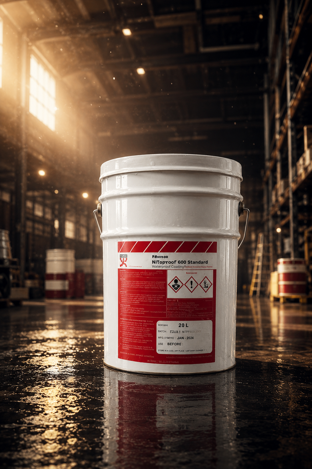Fosroc Nitoproof 600PF 25kg product close up — pitch-free polyurethane waterproofing chemical specifications Fosroc India
