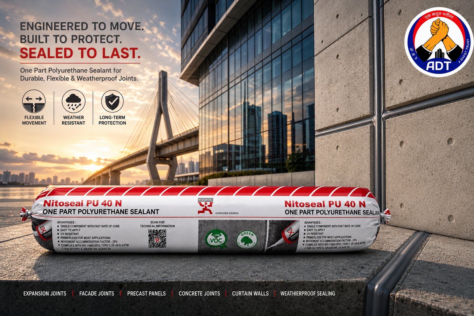 Fosroc Nitoseal PU40 gunned into an expansion joint between concrete panels